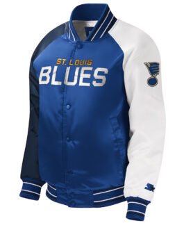 St. Louis Blues Youth Varsity Blue Satin Jacket