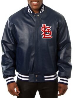 Varsity St. Louis Cardinals Navy Blue Leather Jacket