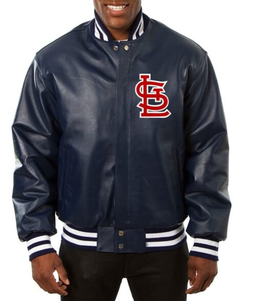 Varsity St. Louis Cardinals Navy Blue Leather Jacket