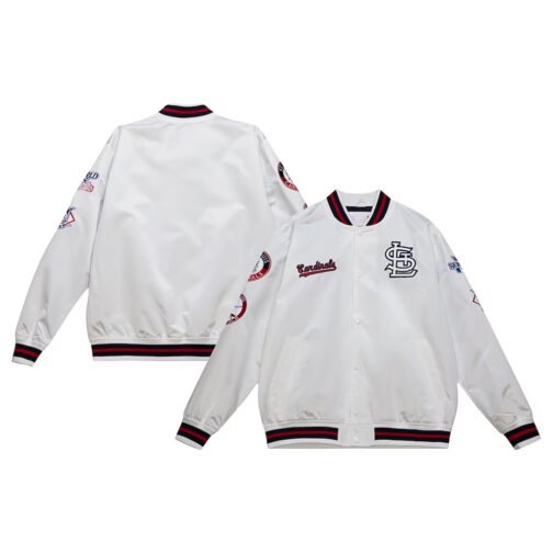 St. Louis Cardinals City Collection White Varsity Satin Jacket - Image 3
