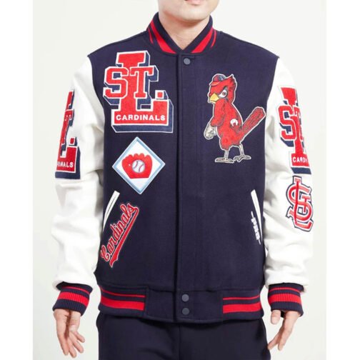 St. Louis Cardinals Navy Mash Up Varsity Jacket - Image 3