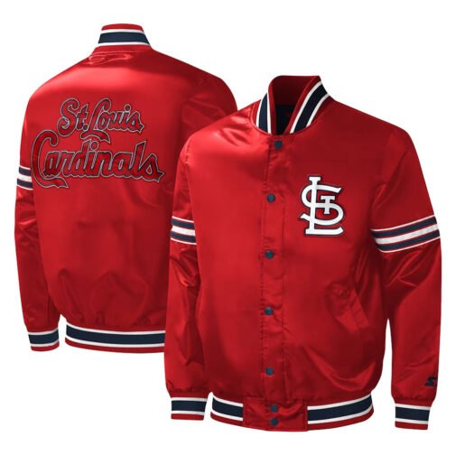 St. Louis Cardinals Midfield Red Satin Jacket - Image 2