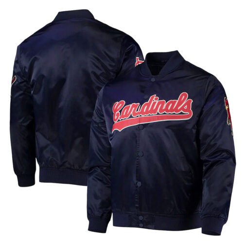 St. Louis Cardinals Wordmark Navy Satin Jacket - Image 3