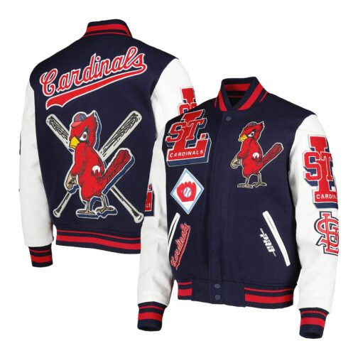 St. Louis Cardinals Navy Mash Up Varsity Jacket - Image 7