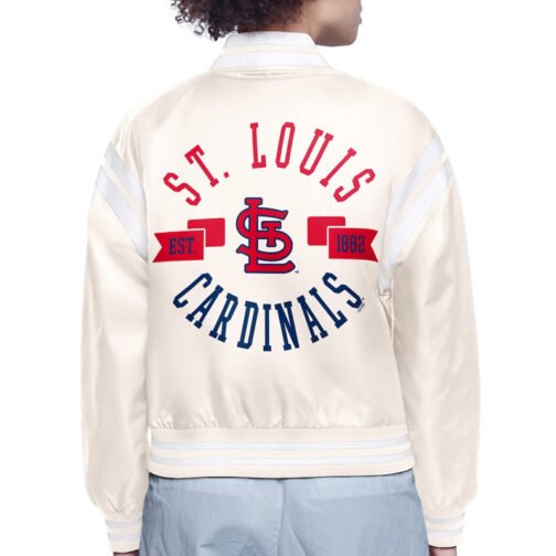 St. Louis Cardinals Printed Logo Varsity Satin Jacket - Image 4
