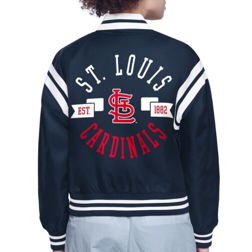 St. Louis Cardinals Printed Logo Varsity Satin Jacket - Image 3
