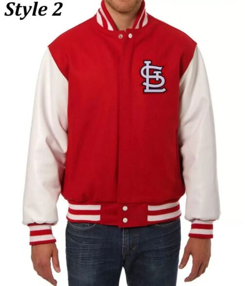 St. Louis Cardinals Letterman Red and White Two Tone Jacket - Image 2
