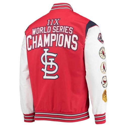 St. Louis Cardinals Game Commemorative Red/White Satin Jacket - Image 2