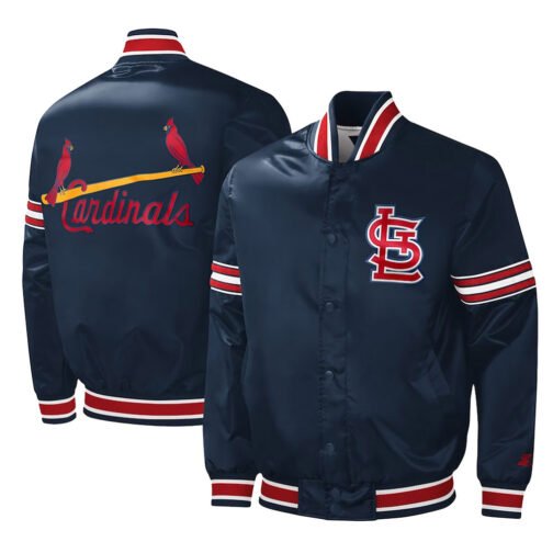 St. Louis Cardinals Slider Navy Satin Jacket - Image 3