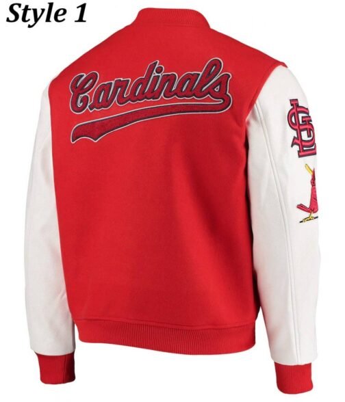 St. Louis Cardinals Letterman Red and White Two Tone Jacket - Image 3