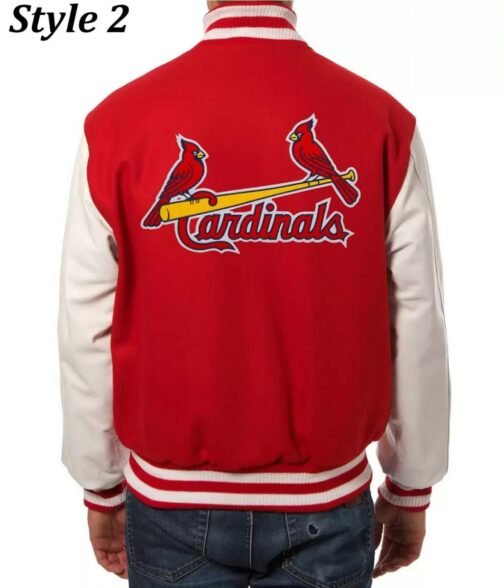 St. Louis Cardinals Letterman Red and White Two Tone Jacket - Image 4
