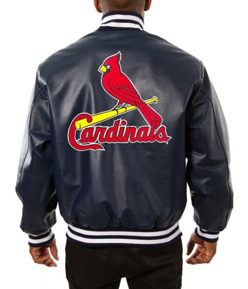 Varsity St. Louis Cardinals Navy Blue Leather Jacket - Image 2