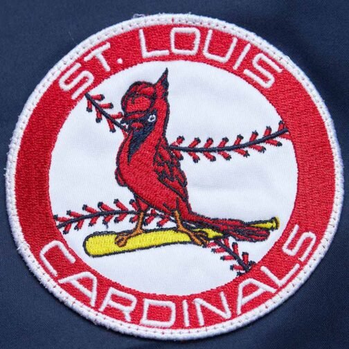 St. Louis Cardinals Vintage Logo Navy Lightweight Satin Jacket - Image 3