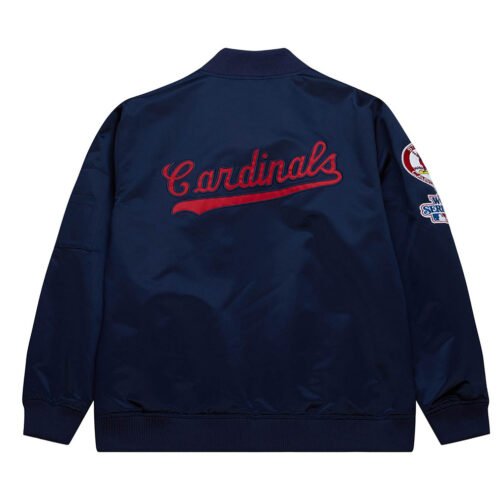 St. Louis Cardinals Vintage Logo Navy Lightweight Satin Jacket - Image 2