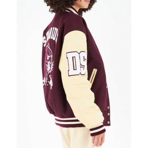 Panther Stadium Letterman Burgundy and Beige Jacket - Image 6