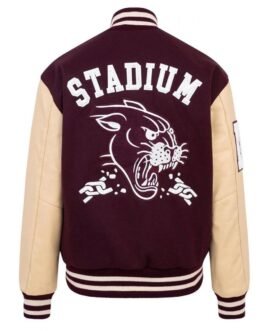 Panther Stadium Letterman Burgundy and Beige Jacket