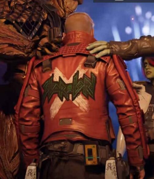 Star Lord Guardians of The Galaxy Game Red Leather Jacket - Image 4