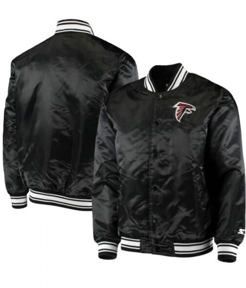 Atlanta Falcons Satin Black Starter Jacket - Image 3