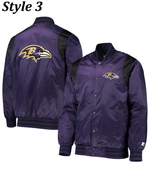 Varsity Baltimore Ravens Full-Snap Satin Jacket - Image 12