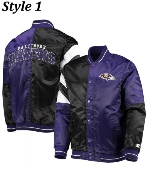 Varsity Baltimore Ravens Full-Snap Satin Jacket - Image 10