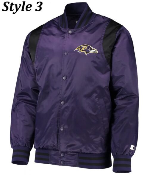 Varsity Baltimore Ravens Full-Snap Satin Jacket - Image 3