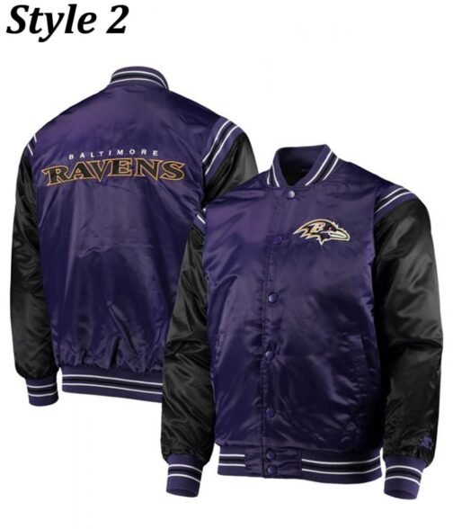 Varsity Baltimore Ravens Full-Snap Satin Jacket - Image 11