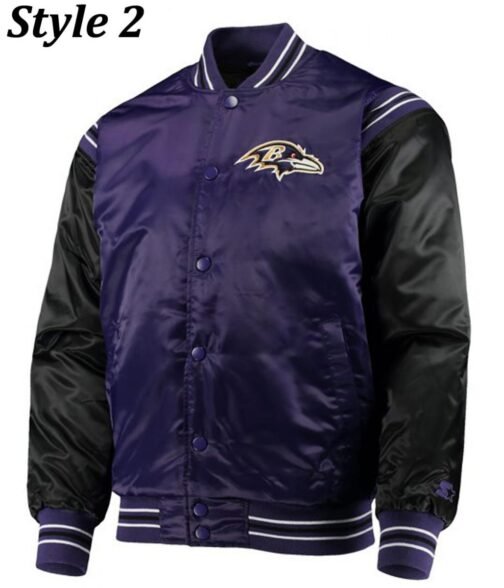 Varsity Baltimore Ravens Full-Snap Satin Jacket - Image 2