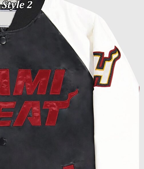 Miami Heat Reliever Full-Snap Black and Red Satin Jacket - Image 6