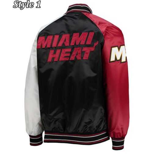 Miami Heat Reliever Full-Snap Black and Red Satin Jacket - Image 4