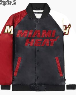 Miami Heat Reliever Full-Snap Black and Red Satin Jacket