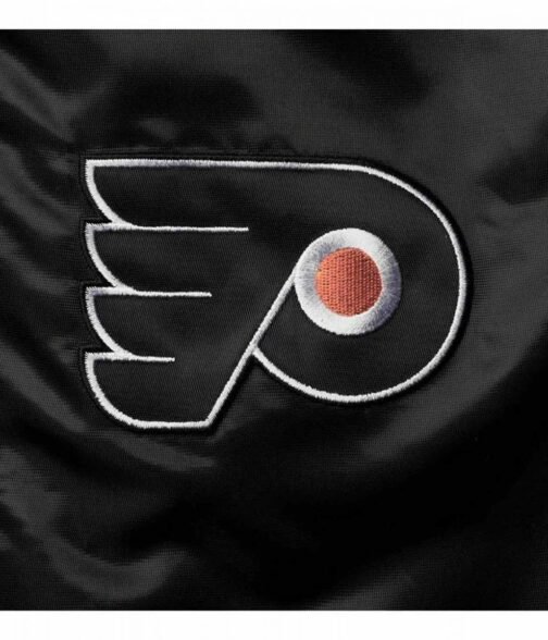 Black/Orange Philadelphia Flyers Leader Full-Snap Varsity Satin Jacket - Image 4