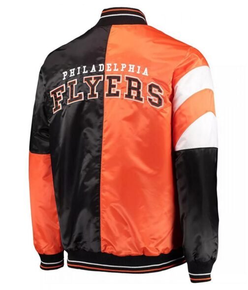 Black/Orange Philadelphia Flyers Leader Full-Snap Varsity Satin Jacket - Image 2