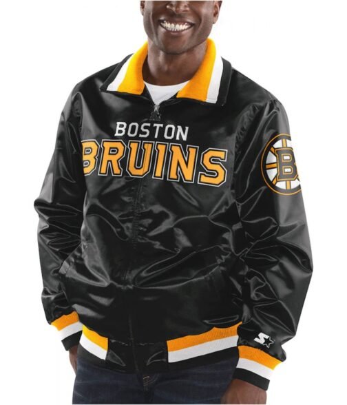 Boston Bruins Starter Bomber Black Jacket - Image 4