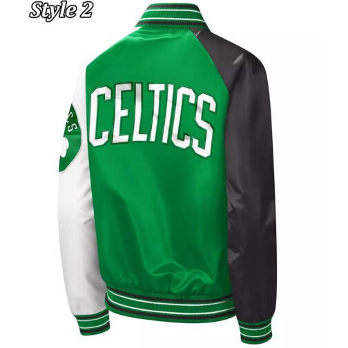 Boston Celtics Reliever Satin Kelly Green/Black Jacket - Image 4
