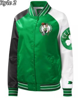 Boston Celtics Reliever Satin Kelly Green/Black Jacket