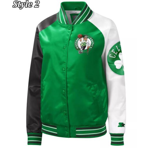 Boston Celtics Reliever Satin Kelly Green/Black Jacket - Image 2