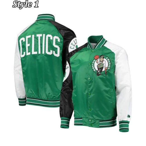 Boston Celtics Reliever Satin Kelly Green/Black Jacket - Image 5