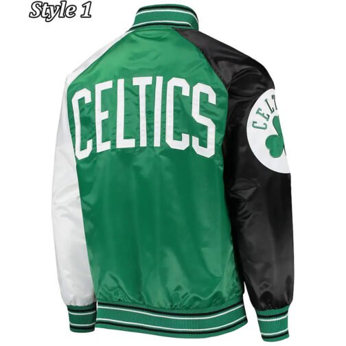 Boston Celtics Reliever Satin Kelly Green/Black Jacket - Image 3
