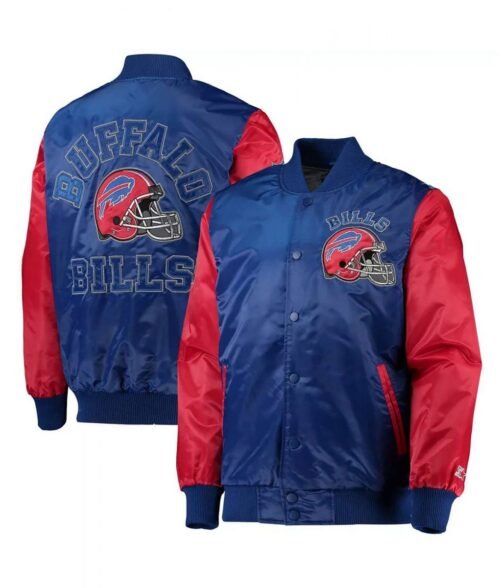 Buffalo Bills Locker Room Throwback Royal Blue and Red Jacket - Image 3