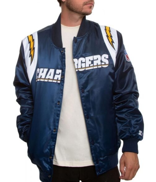 Los Angeles Chargers Bomber Satin Jacket - Image 5