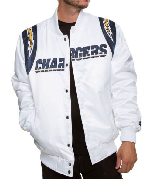 Los Angeles Chargers Bomber Satin Jacket - Image 6