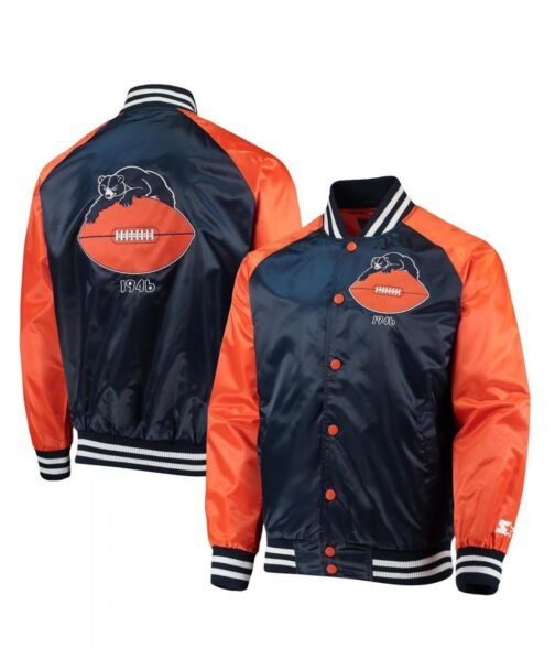 Chicago Bears Clean Up Throwback Satin Full-Snap Jacket - Image 8