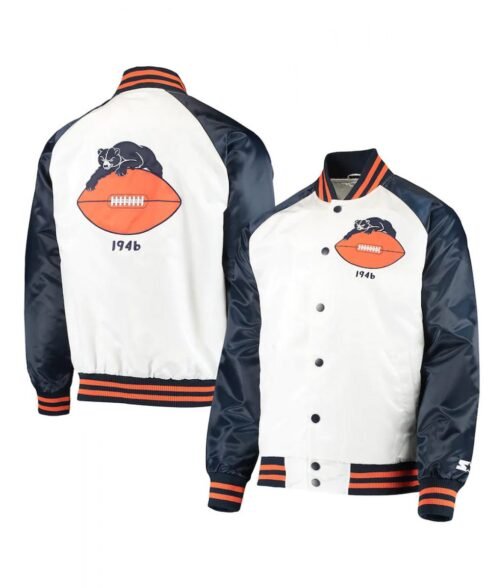 Chicago Bears Clean Up Throwback Satin Full-Snap Jacket - Image 7