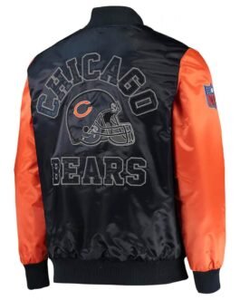 Navy/Orange Chicago Bears Locker Room Throwback Satin Jacket