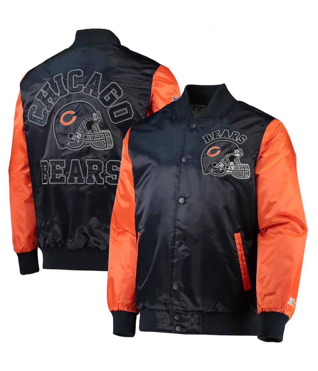 Navy/Orange Chicago Bears Locker Room Throwback Satin Jacket - Image 3