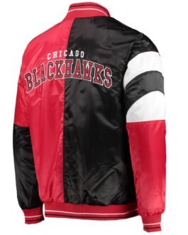 Starter Chicago Blackhawks Satin Red and Black Jacket