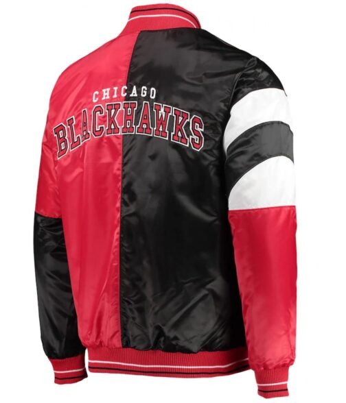 Starter Chicago Blackhawks Satin Red and Black Jacket - Image 2