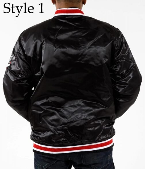 Starter Chicago Bulls Black Satin Bomber Jacket - Image 7