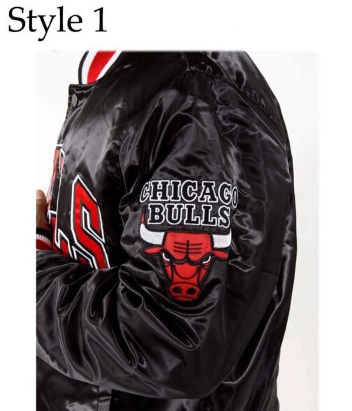 Starter Chicago Bulls Black Satin Bomber Jacket - Image 8