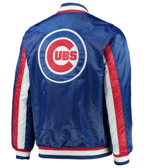 Chicago Cubs The Ace Full-Snap Royal Blue Varsity Satin Jacket - Image 2